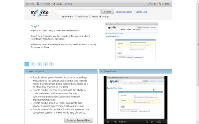 Synote researcher homepage