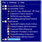 Access Tools Menu showing the list of Accessibility Tools and Applications that are installed.